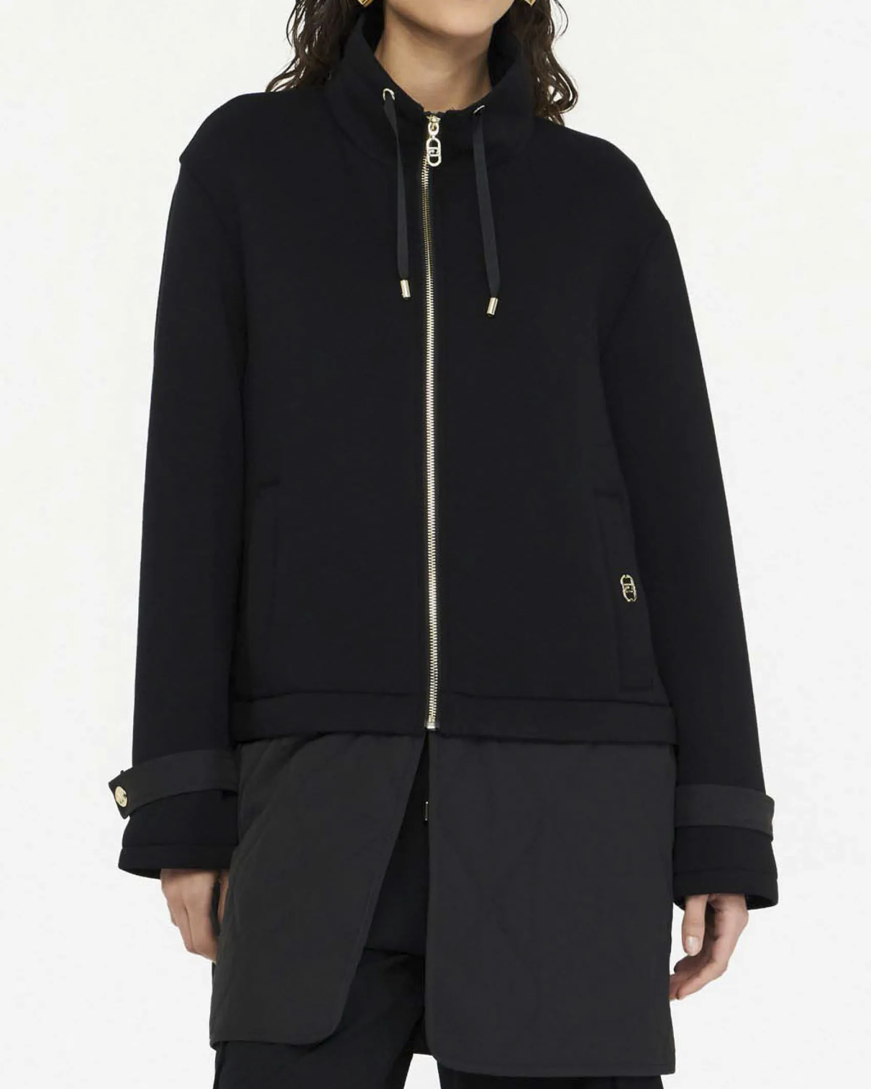 Cappotto Liu Jo Sport nero in scuba con inserto trapuntato rimovibile