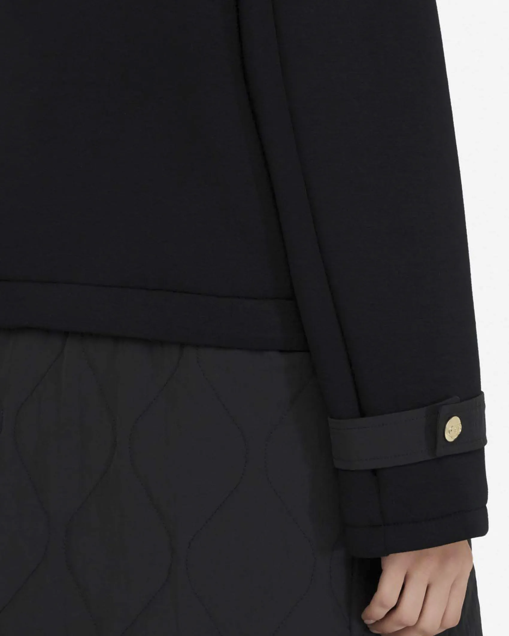 Cappotto Liu Jo Sport nero in scuba con inserto trapuntato rimovibile
