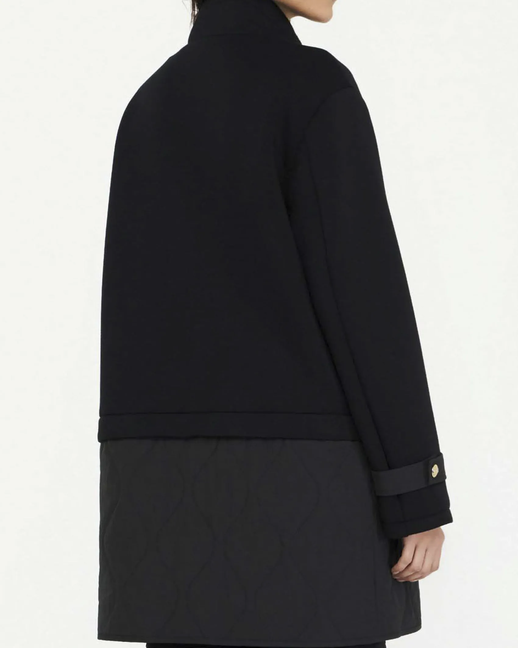 Cappotto Liu Jo Sport nero in scuba con inserto trapuntato rimovibile
