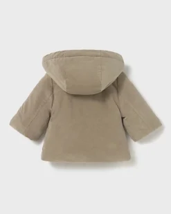 Cappotto Mayoral beige modello trench in velluto con alamari ed interno teddy