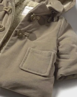 Cappotto Mayoral beige modello trench in velluto con alamari ed interno teddy
