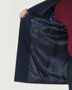 Cappotto monopetto Paul Baker blu in tessuto diagonale