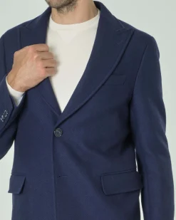 Cappotto Paul Baker blu indaco in panno di lana con rever a lancia