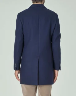 Cappotto Paul Baker blu indaco in panno di lana con rever a lancia