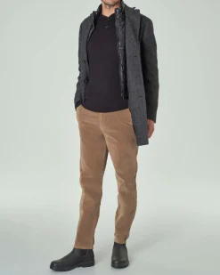 Cappotto Paul Baker grigio antracite in panno di misto lana spinata con davantino staccabile