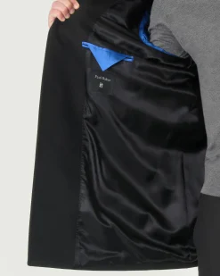 Cappotto Paul Baker monopetto nero in tessuto diagonale