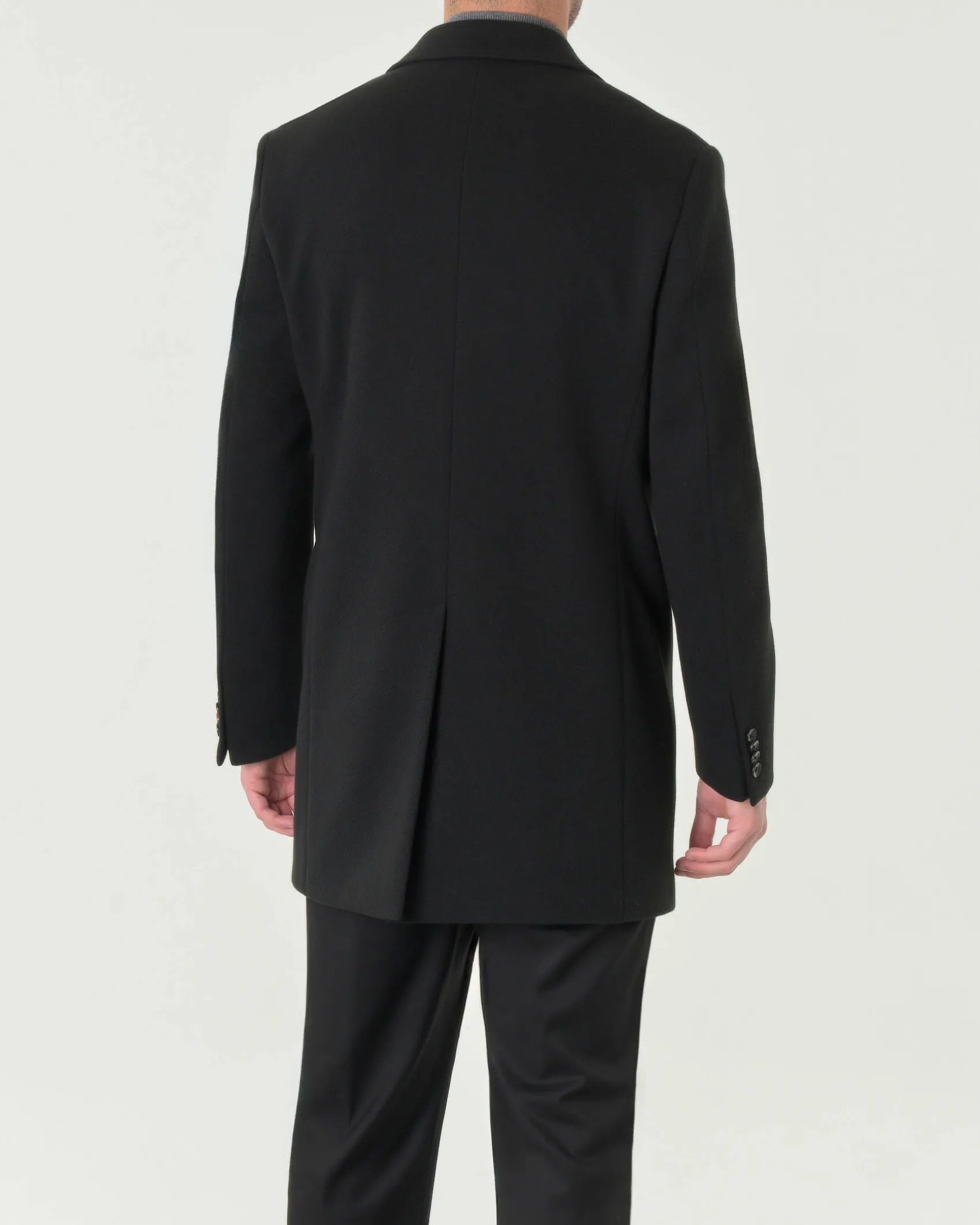 Cappotto Paul Baker monopetto nero in tessuto diagonale