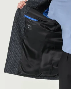 Cappotto Paul Baker monopetto grigio e nero in tessuto di misto lana armaturato a quadretti