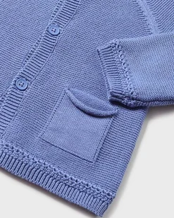 Cardigan avio in puro cotone con maniche raglan e tasche applicate 4-12 mesi