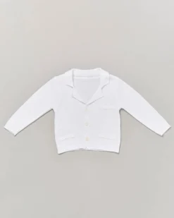Cardigan bianco in cotone con lavorazione tricot 9-24 mesi