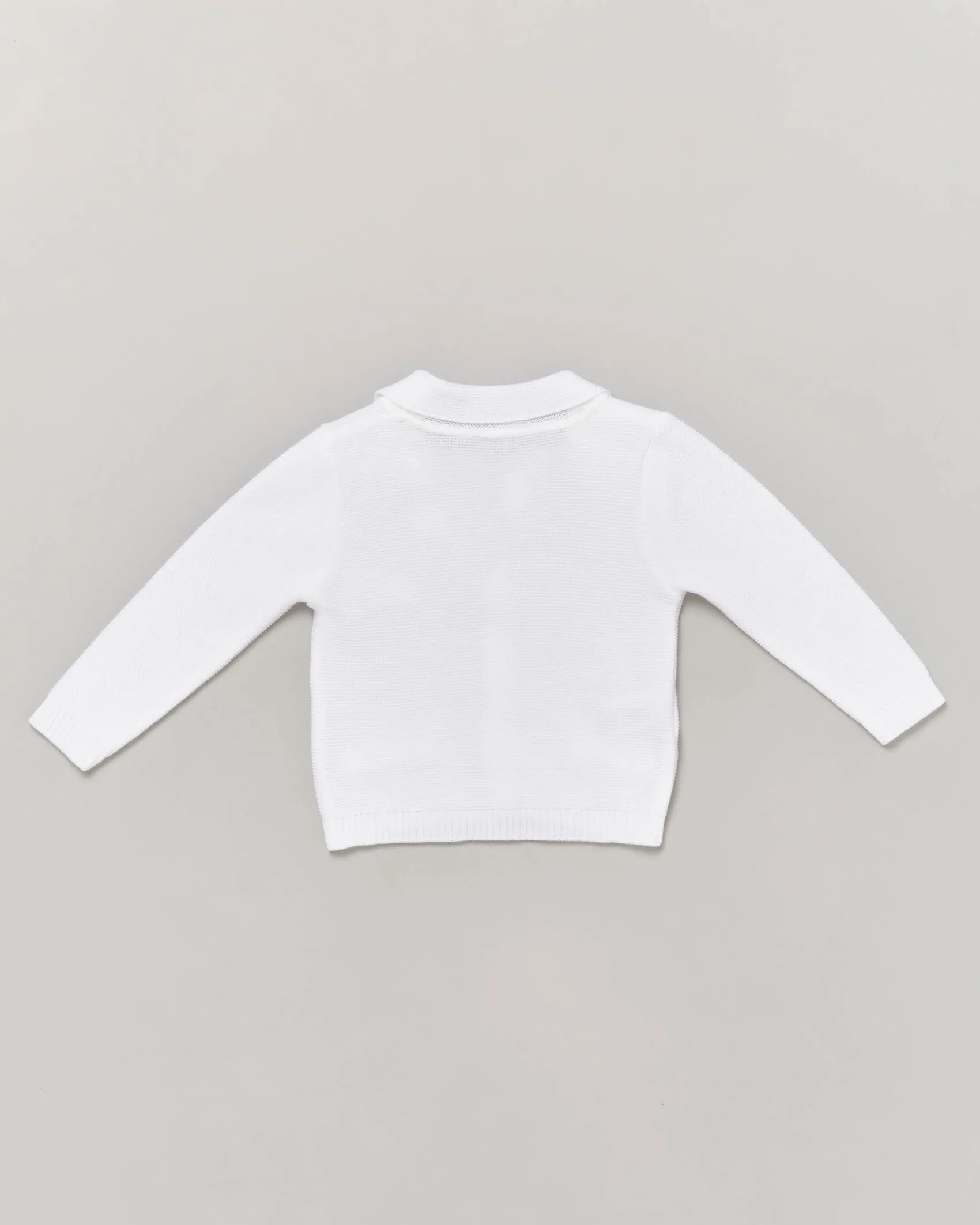 Cardigan bianco in cotone con lavorazione tricot 9-24 mesi