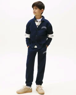Cardigan college Tommy Hilfiger blu e bianco