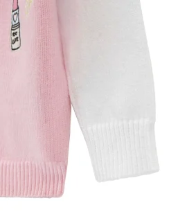 Cardigan Guess in misto viscosa rosa e bianco con patch