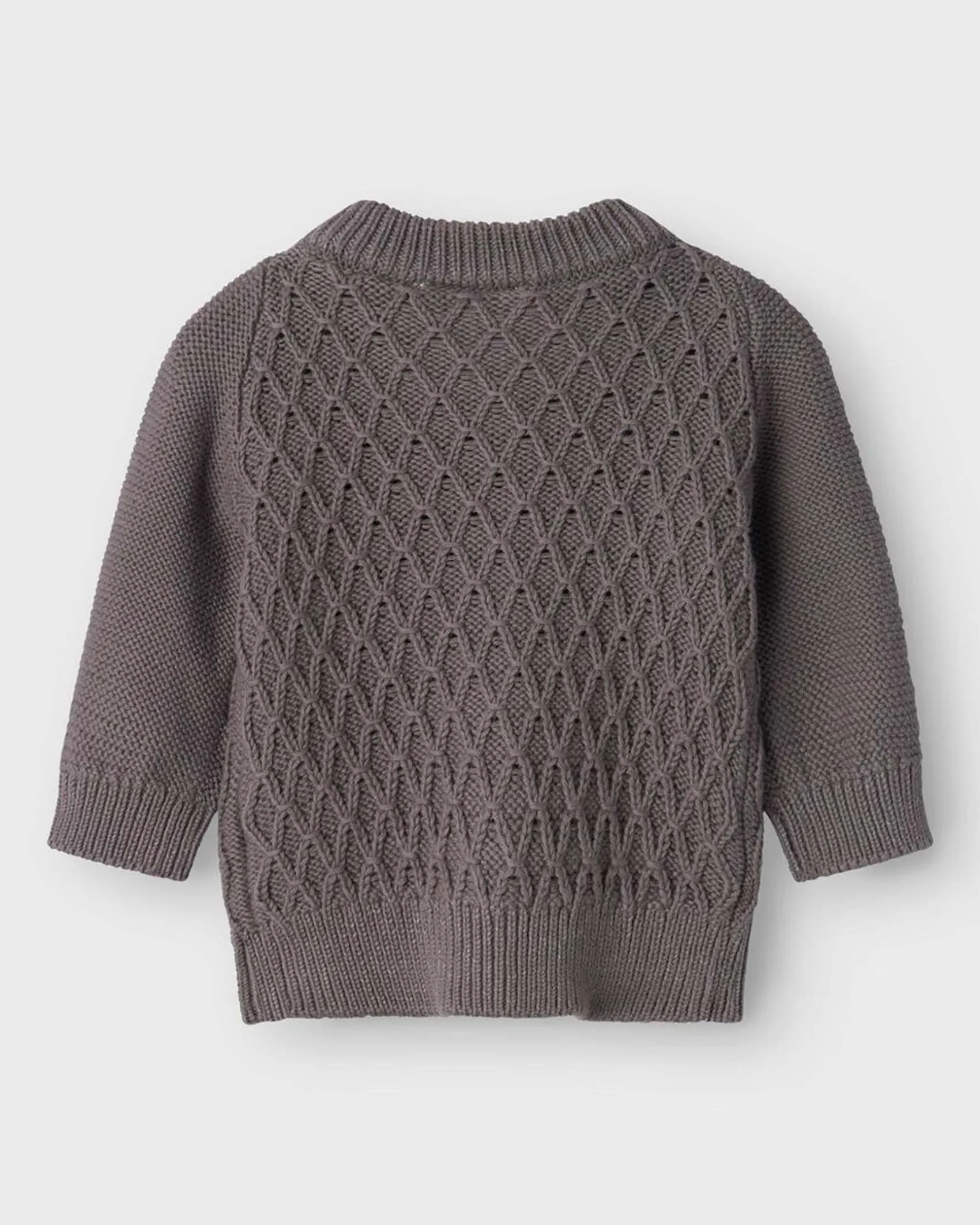 Cardigan Lil'Atelier grigio antracite in puro cotone a trecce