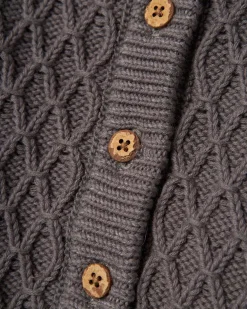 Cardigan Lil'Atelier grigio antracite in puro cotone a trecce