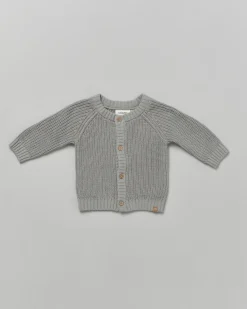 Cardigan Lil'Atelier piombo in cotone tricot
