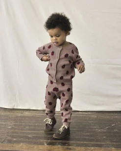Cardigan Lil'Atelier rosa antico in puro cotone con fantasia coccinelle