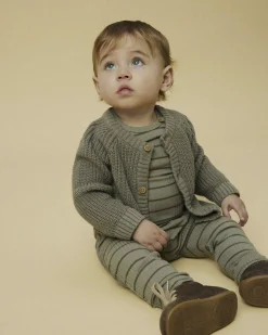 Cardigan Lil'Atelier verde militare in cotone tricot