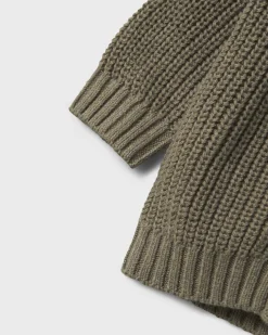 Cardigan Lil'Atelier verde militare in cotone tricot