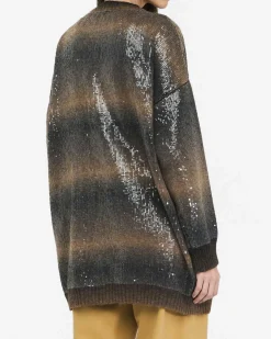 Cardigan lungo Liu Jo Jeans grigio in maglia con dettagli decorativi