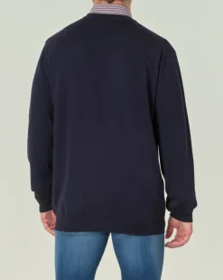 Cardigan Pellizzari blu navy in lana merino con chiusura a bottoni