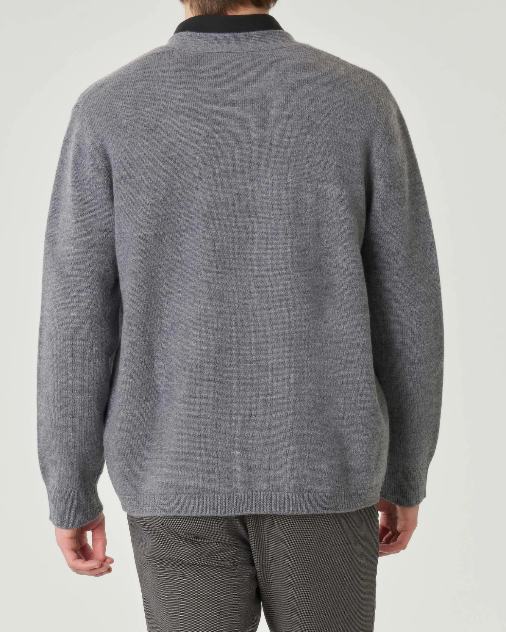 Cardigan Pellizzari finezza 5 oversize grigio in pura lana merino