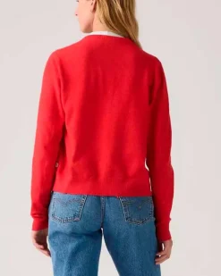 Cardigan rosso Levi's® in misto cotone con scollo a giro e chiusura a bottoni