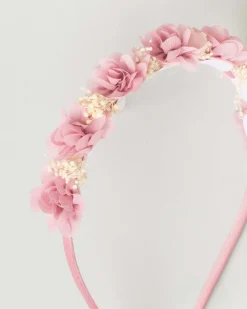 Cerchiello rosa antico con applicazioni floreali