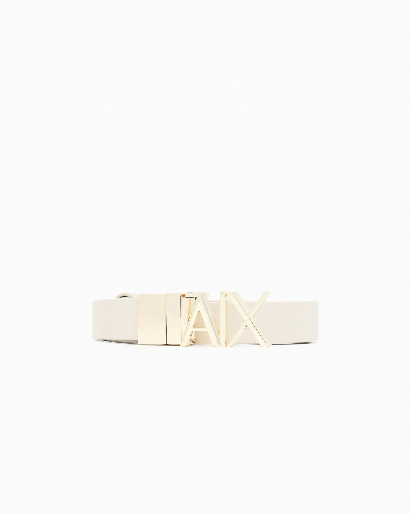 Cintura Armani Exchange beige in pelle con fibbia logo dorata