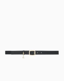 Cintura Armani Exchange nera in similpelle con dettaglio logo metallico