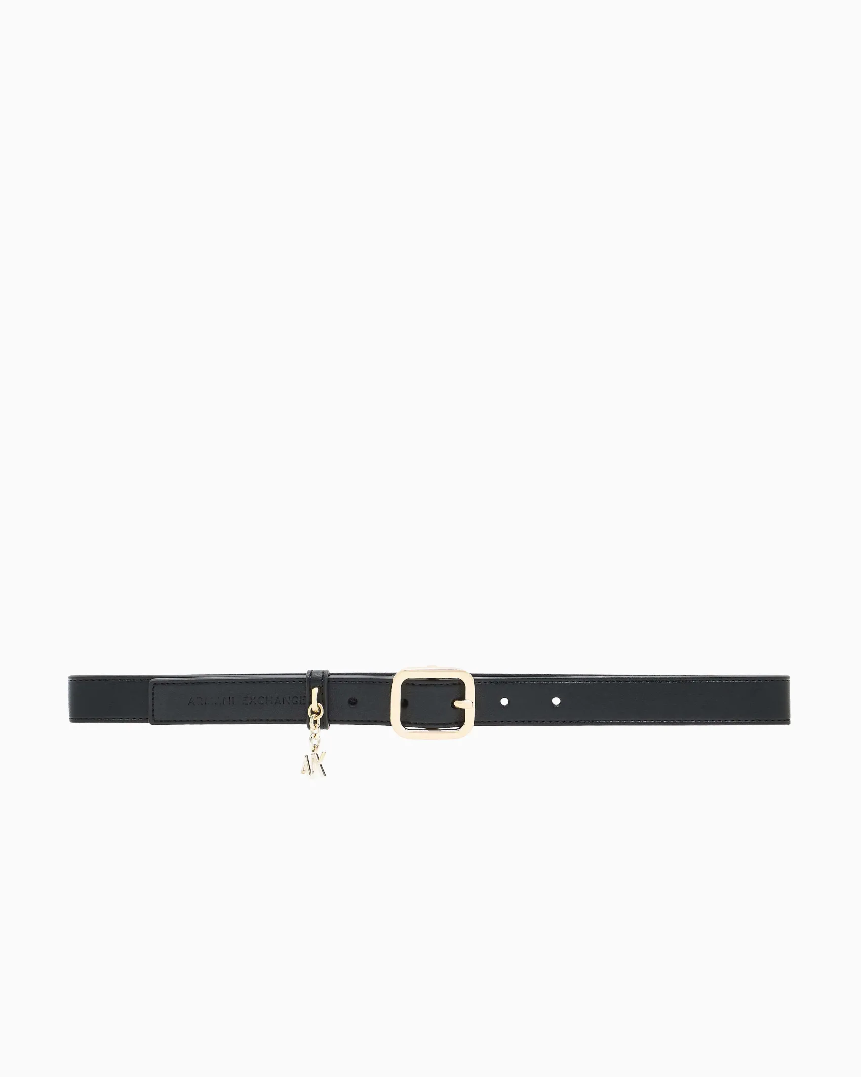 Cintura Armani Exchange nera in similpelle con dettaglio logo metallico