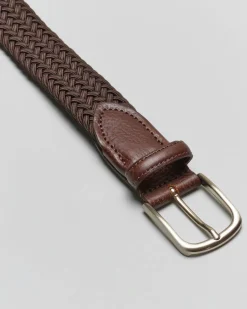 Cintura Ashki.i marrone in corda intrecciata con punta e passante in pelle