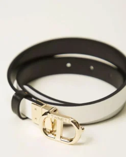 Cintura bicolore Twinset in similpelle e Oval T dorato