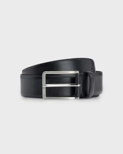 Cintura Boss Erman nera in pelle con fibbia argento