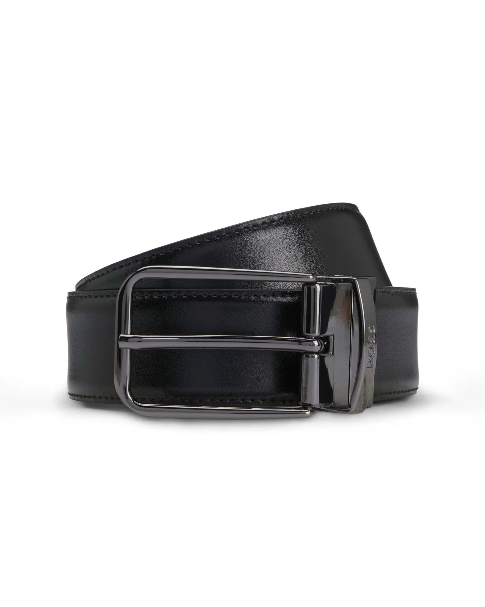 Cintura Boss in vera pelle nera reversibile in blu