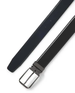 Cintura Boss in vera pelle nera reversibile in blu