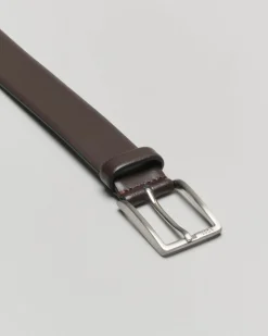 Cintura Boss testa di moro in pelle con fibbia argento quadrata