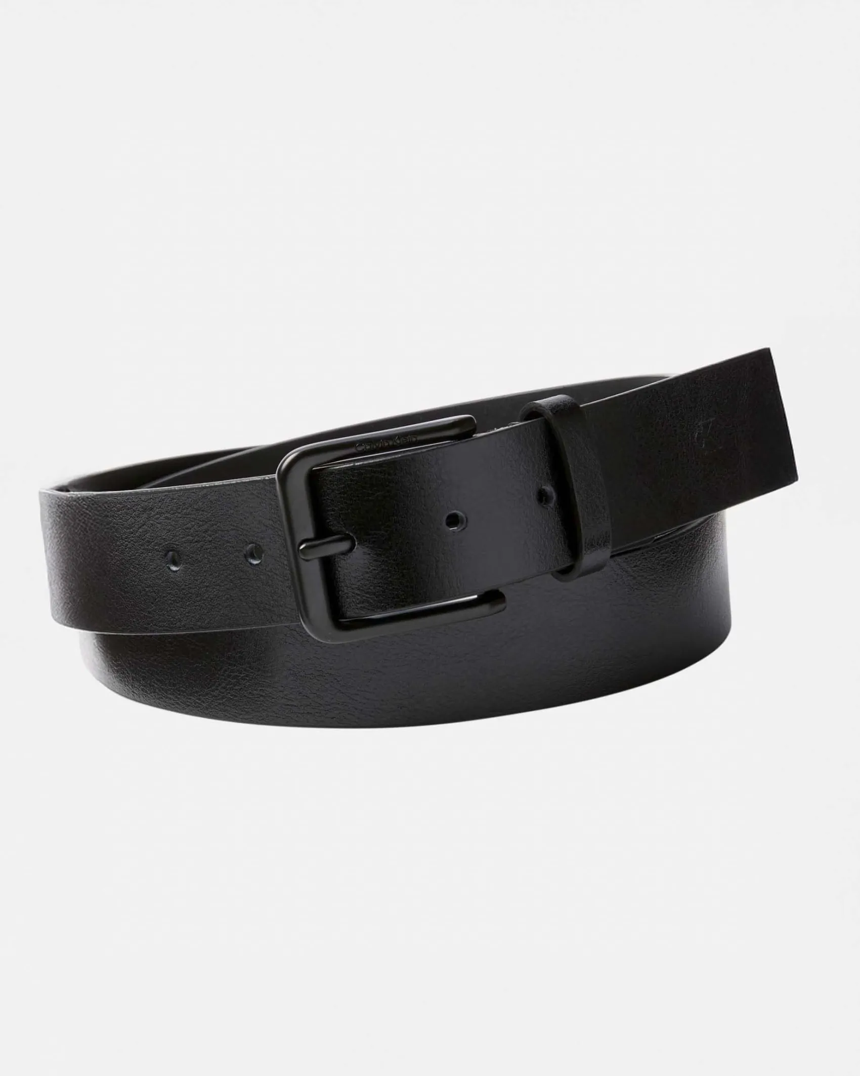 Cintura Calvin Klein Jeans nera in pelle con fibbia in tono