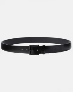 Cintura Calvin Klein Jeans nera in pelle con fibbia in tono