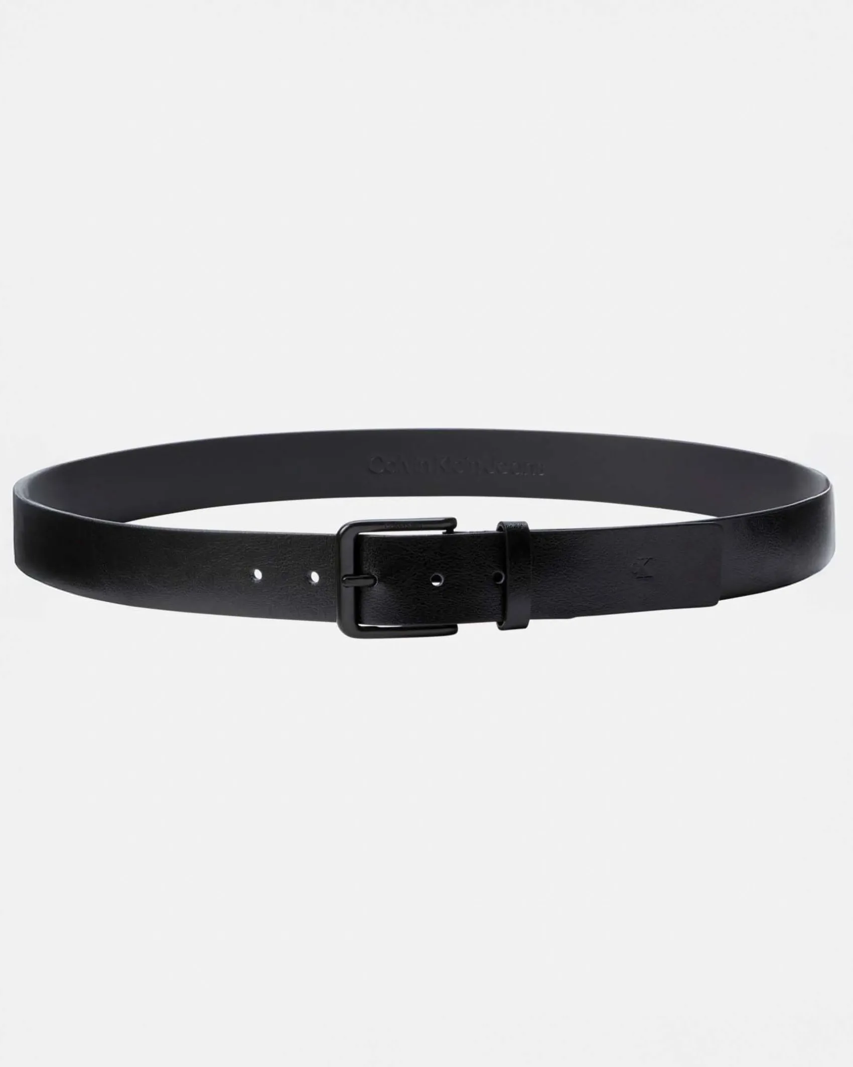 Cintura Calvin Klein Jeans nera in pelle con fibbia in tono