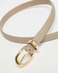 Cintura color taupe Emme Marella in similpelle con fibbia in metallo stondata