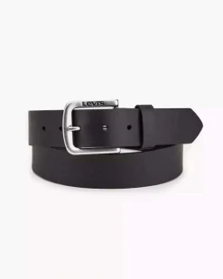 Cintura Levi's nera in pelle con fibbia argento