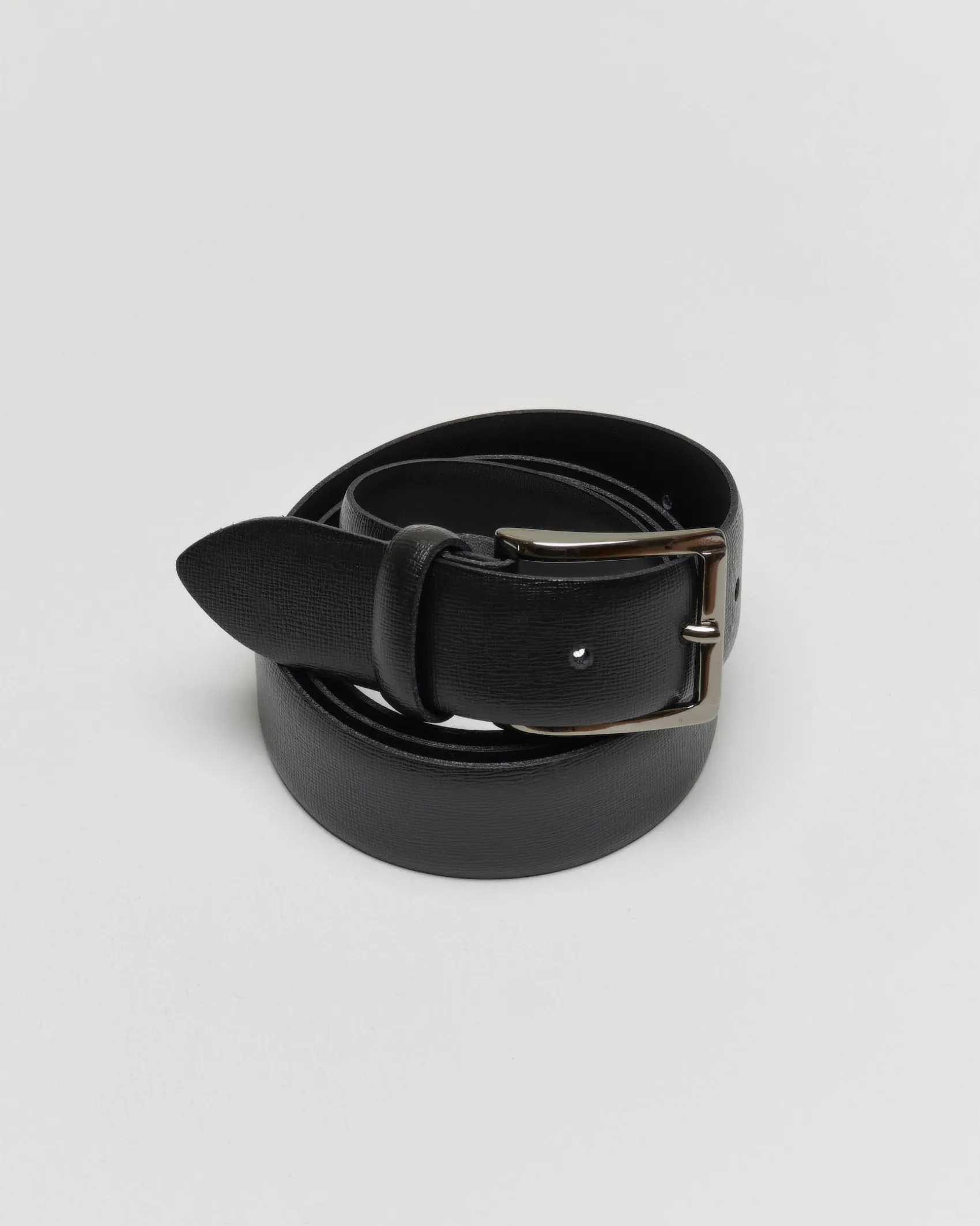 Cintura nera in pelle saffiano