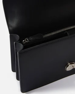 Classic Love Bag one Simply in pelle liscia nera con fibbia argento Love Birds e tracolla a catena regolabile