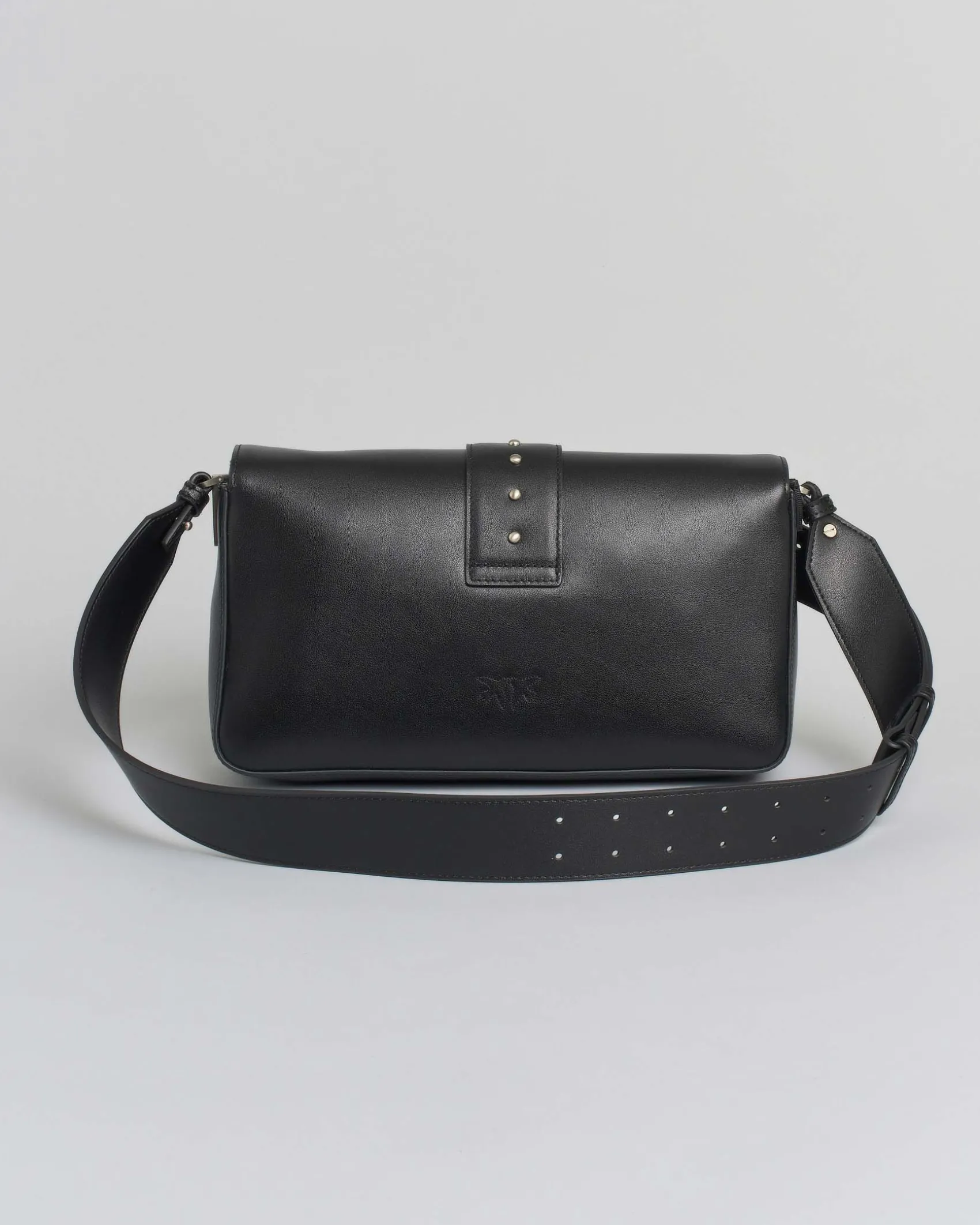 Classic Love Bag One Slouchy Pinko color taupe in pelle liscia con fibbia Love Birds dorata