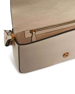 Classic Love Bag One Slouchy Pinko bianca in pelle liscia con fibbia Love Birds dorata