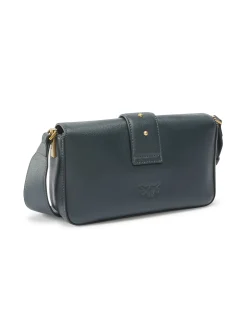 Classic Love Bag Slouchy in pelle nera con tracolla spessa e fibbia Love Birds dorata