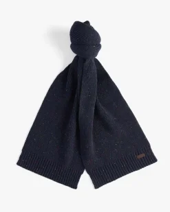 Cofanetto idea regalo Barbour composto da sciarpa e berretto blu in lana bottonata