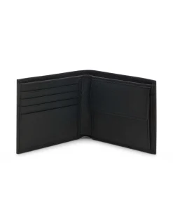 Cofanetto idea regalo composto da portafoglio nero Boss in vera pelle martellata e portachiavi abbinato