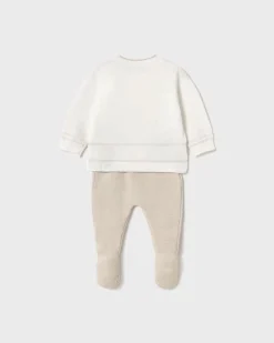Completo avorio e beige in maglia di cotone